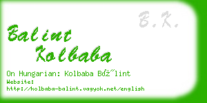 balint kolbaba business card